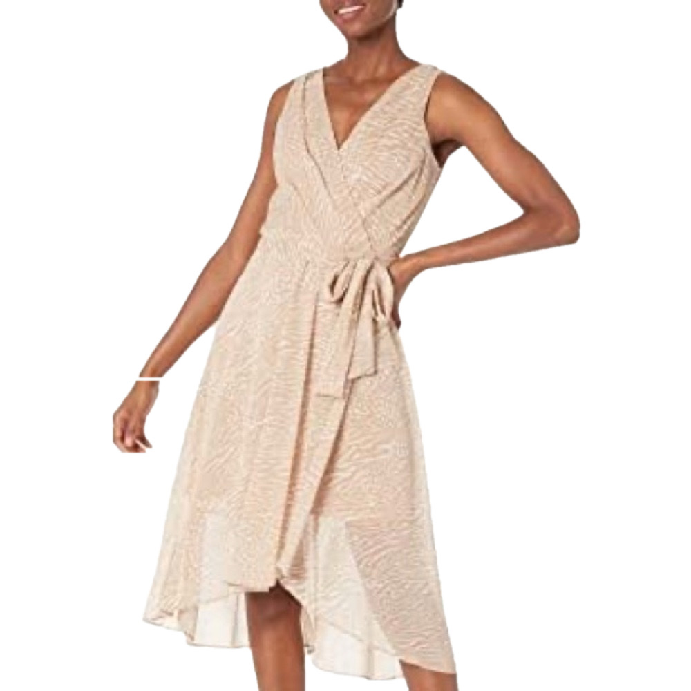 Tommy Hilfiger Beige Cream High-Low Wrap Dress